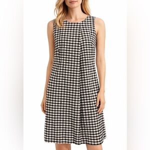 DKNY Black and White Gingham Strapless-Style Sleeveless Dress
